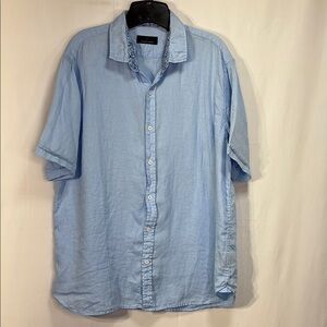 🧳 Tuscano Blue linen  Short Sleeve Shirt
